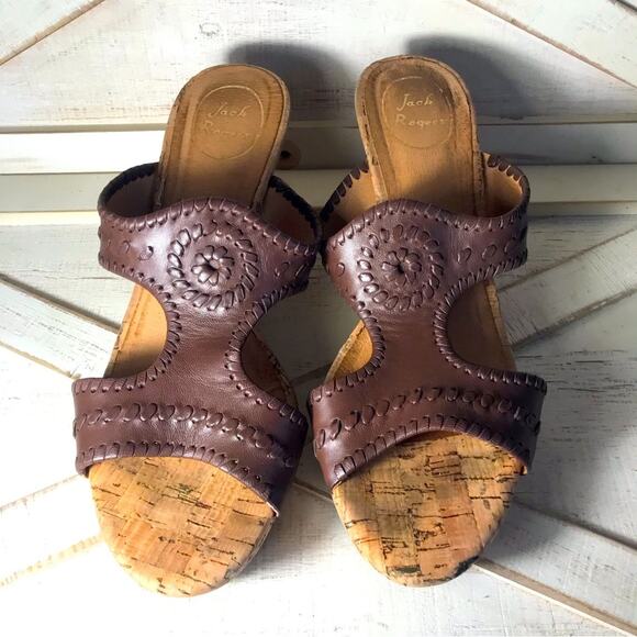 Jack Rogers Shoes - Jack Rogers Emilia wedge sandals cognac brown sz 9.5M cork espadrille summer